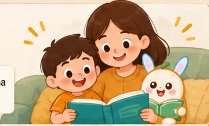 Ibu dan anak membaca bersama